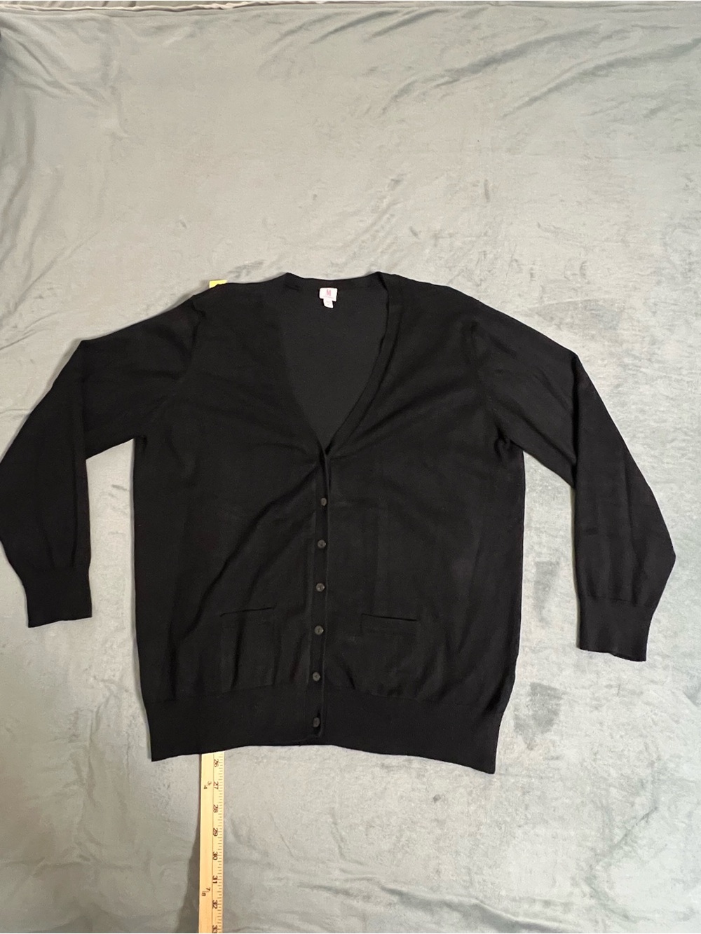 Isaac Mizrahi Women's Black V-Neck Button Cardigan Sweater